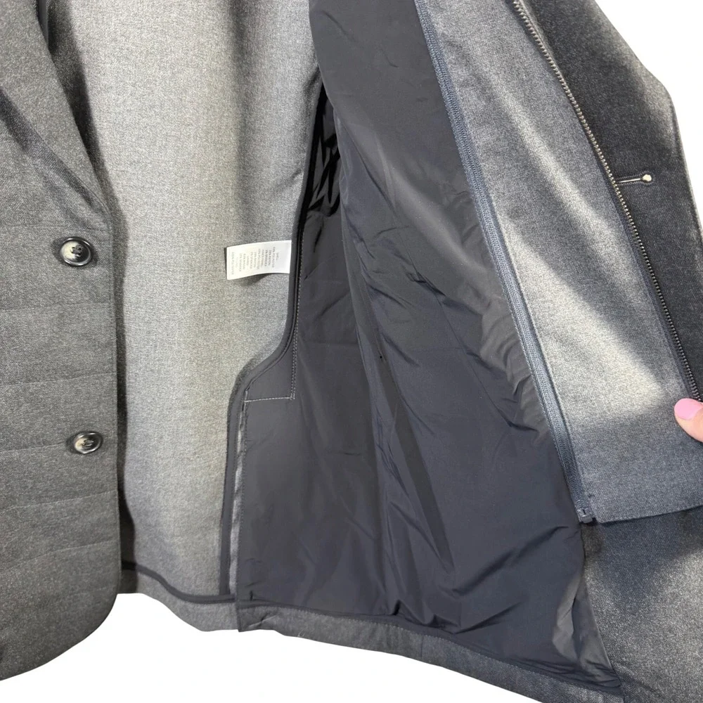 Murano‎ Slim Fit Blazer Jacket Removable Zip Vest S Gray Quilted Hybrid Coat